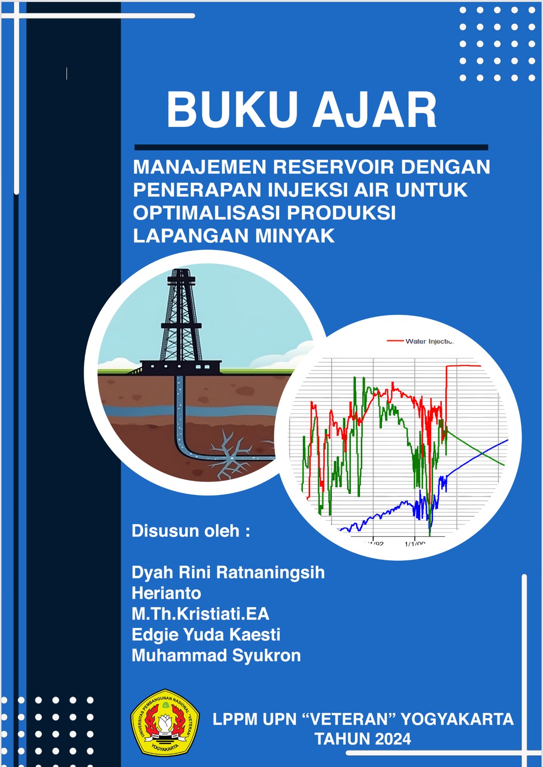 Cover Buku MANAJEMEN RESERVOIR DENGAN PENERAPAN INJEKSI AIR UNTUK OPTIMALISAS PRODUKSI LAPANGAN MINYAK